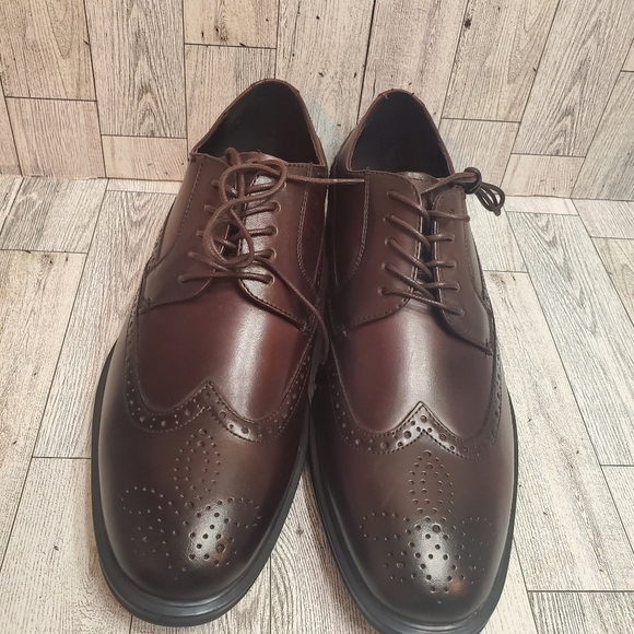 Aldo Men’s Dark Brown Leather Wingtip Fratisekflex Oxford shoe Size 8 #4 - Picture 1 of 12